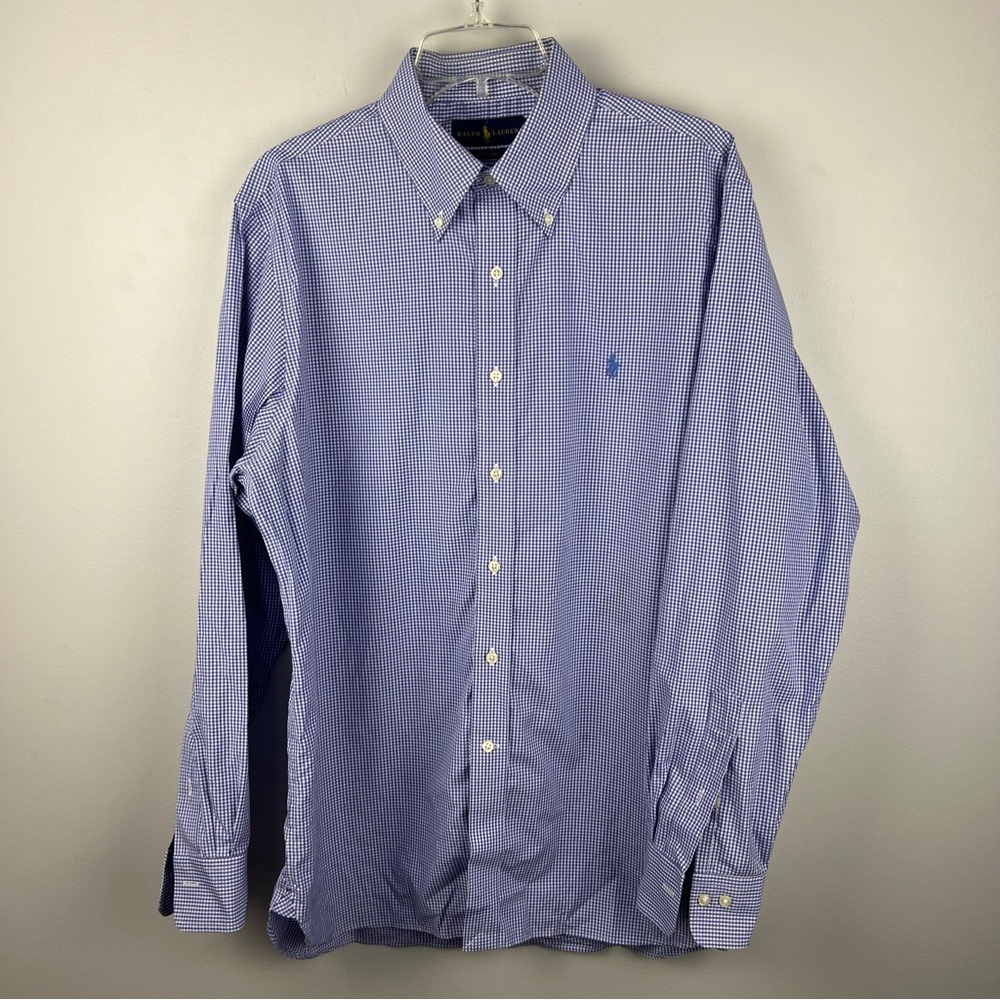 Polo by Ralph Lauren Gingham Check Easy Care Purple Button Down Shirt